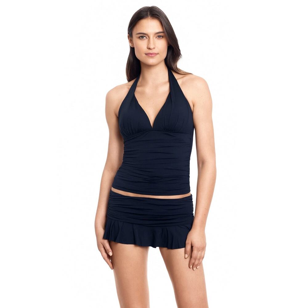 Lauren Ralph Lauren Beach Club Solids Ruffle Skirted Hipster Bottoms Black 14